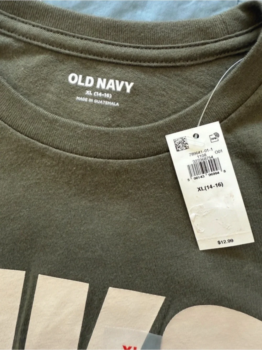 Old Navy NWT Olive Green HIKE Graphic Long Sleeve Shirt - Boys XL